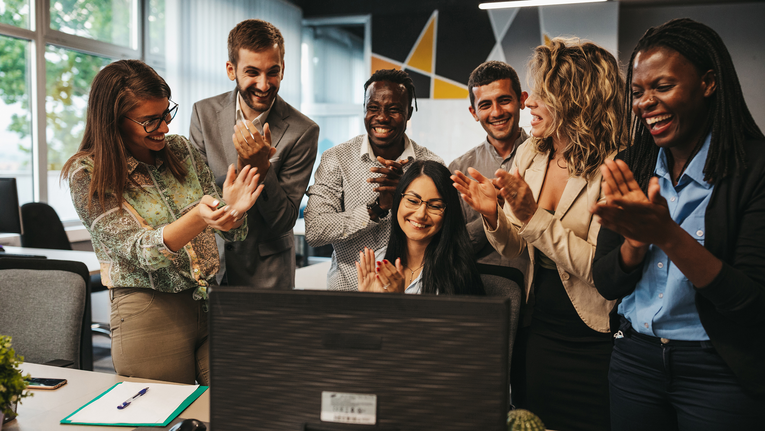 Business people team celebrating success